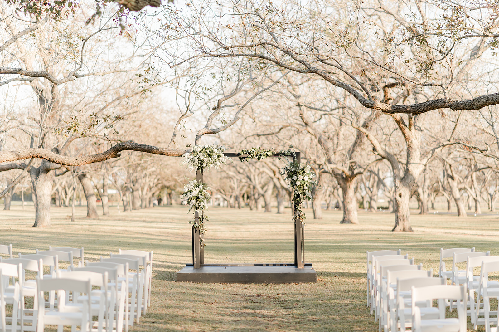 wedding ceremony orchard at caney creek