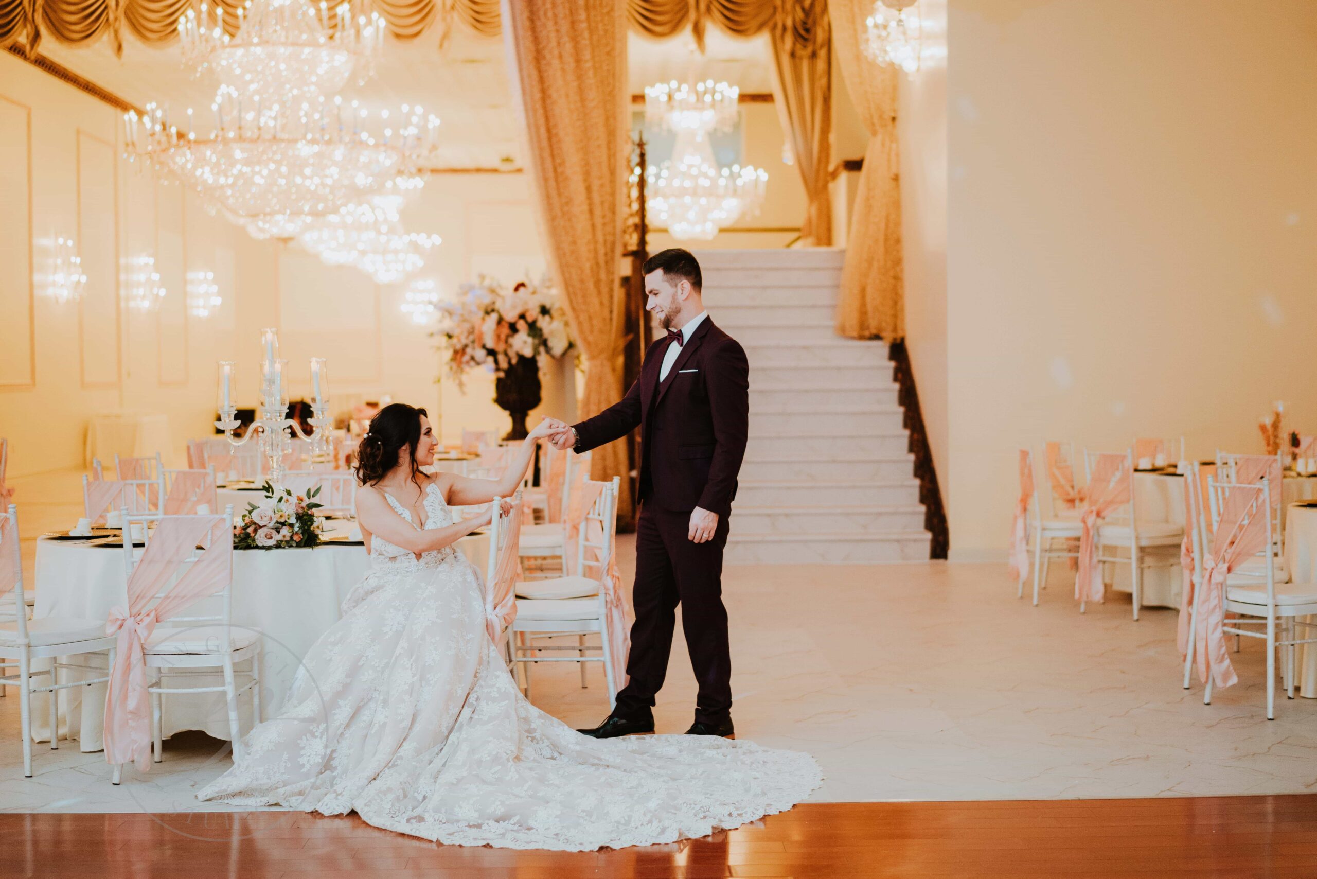 enchanted cypress ballroom bride and groom